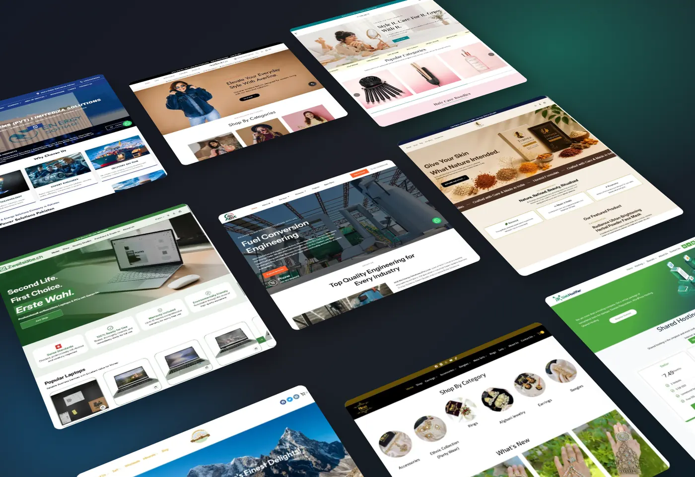 Website design portfolio collage of client sites built by AGRSoft