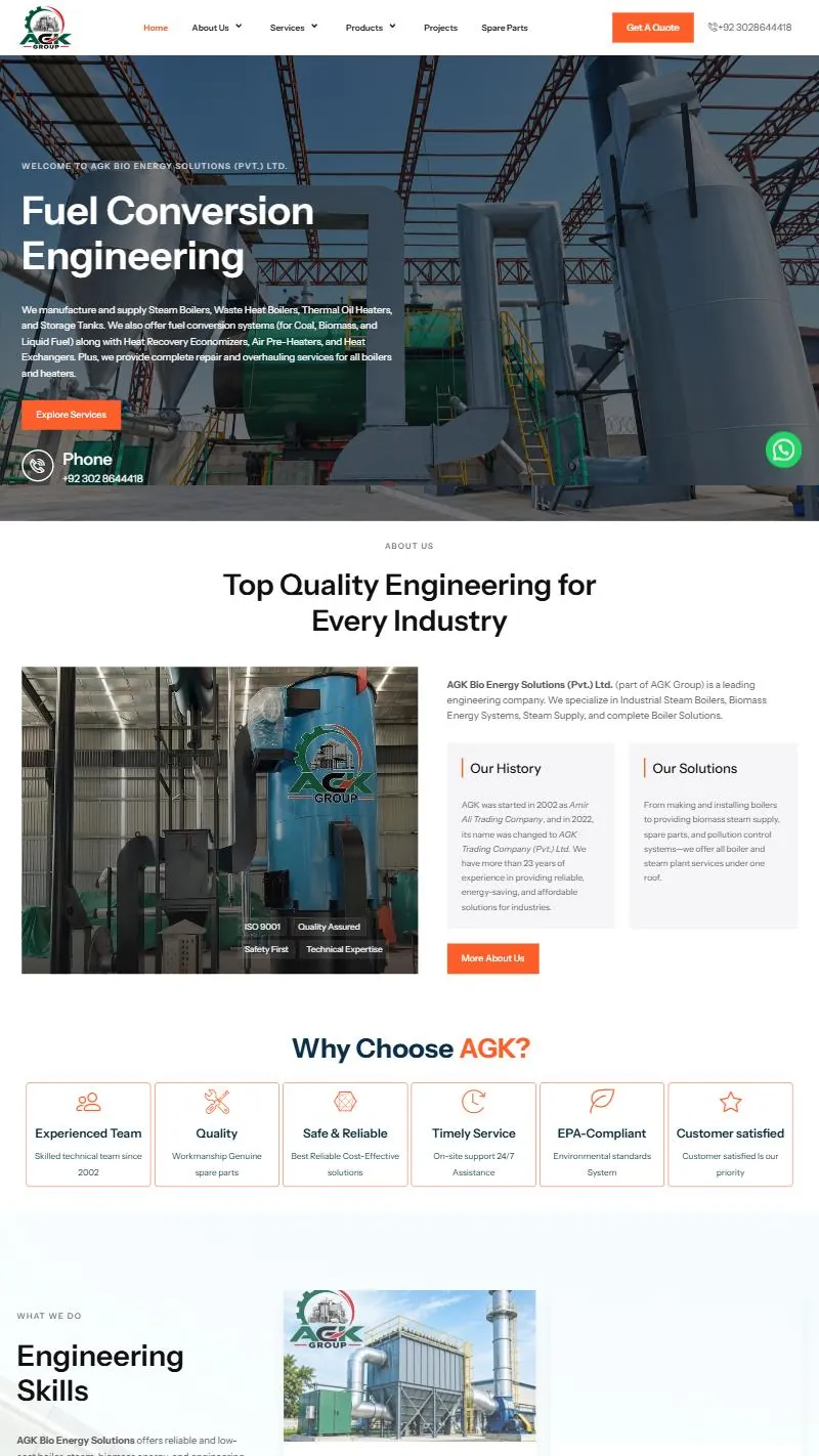 AGK Bio Energy Solutions website designed by AGRSoft