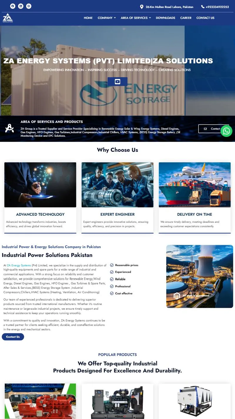 ZA Energy Systems website designed by AGRSoft