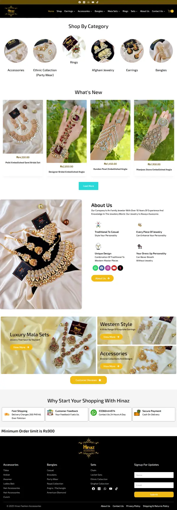 Hinaz Fashion Accessories website designed by AGRSoft