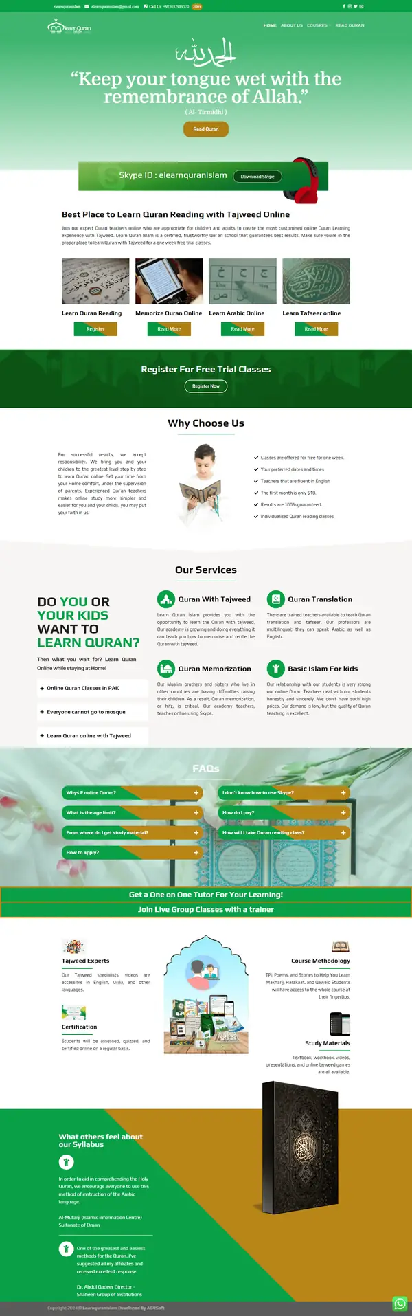 Learn Quran Islam website designed by AGRSoft