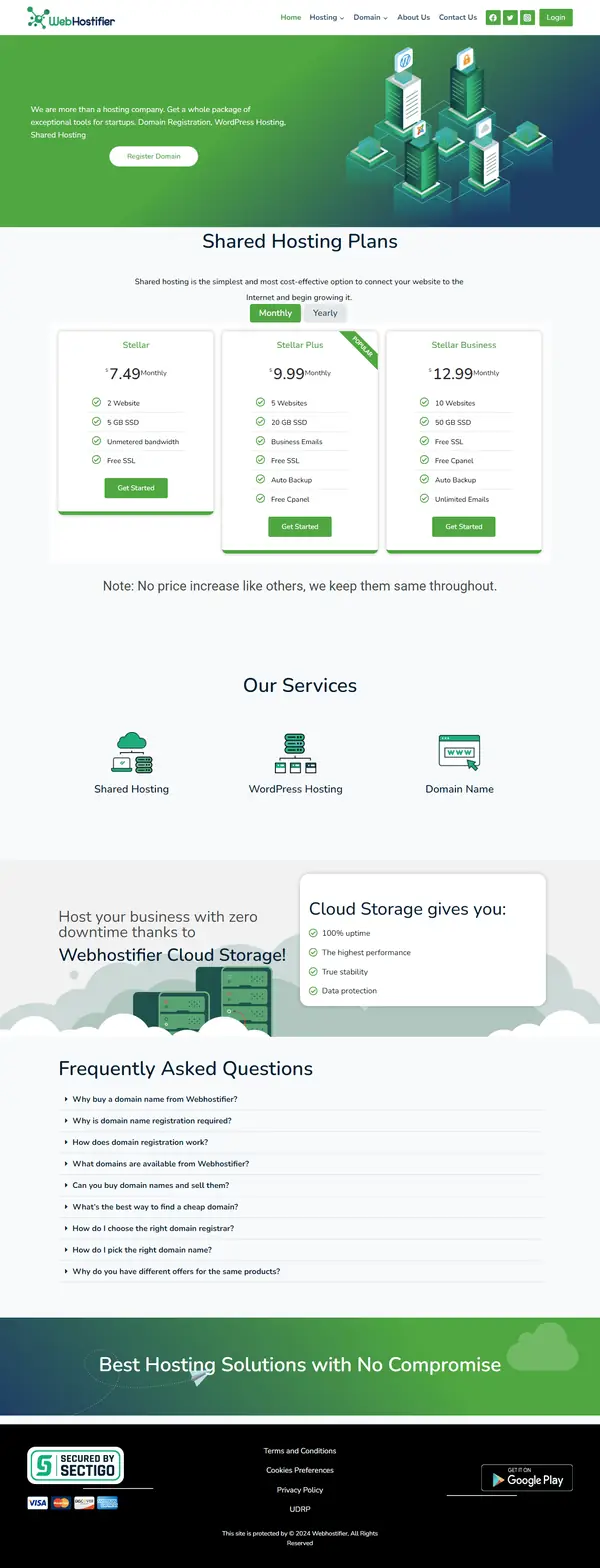Web Hostifier website designed by AGRSoft
