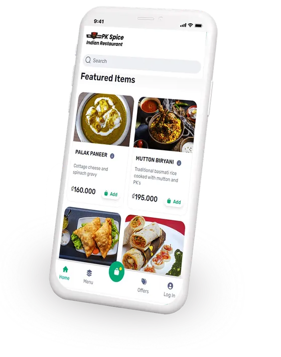 Food ordering mobile app screen