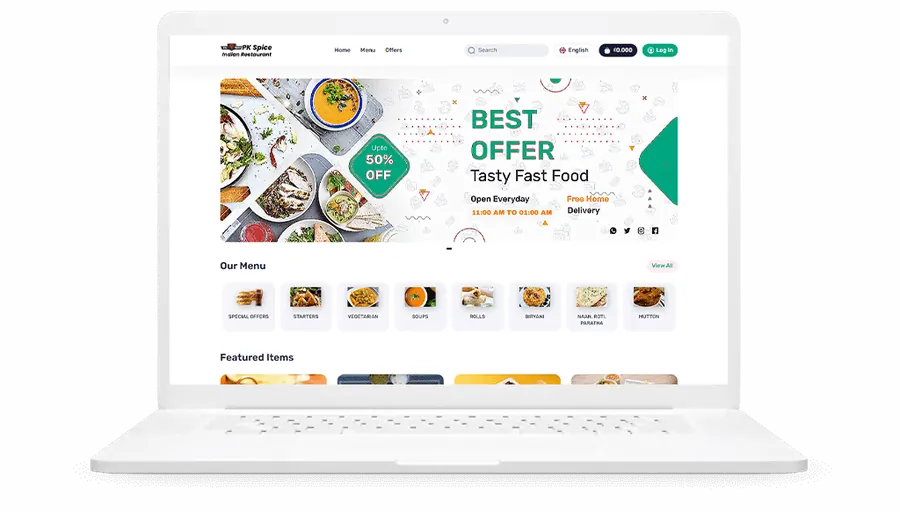 Food ordering website from the AGRSoft website design portfolio